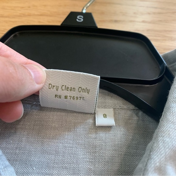 Garnet Hill 100% Linen Lace Inset Top Blouse Button Popover Top Size 8 - Picture 5 of 9